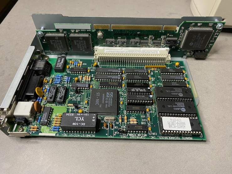 Adapter card with NuBus card installed