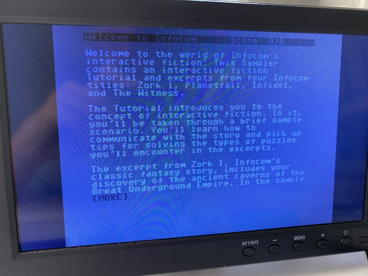 Infocom 4-in-1 sampler on Commodore 64 screen